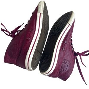Vintage Leather Maroon Fur Lined Converse Unisex Size 7W 5M